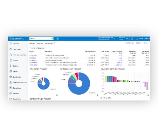 Acumatica Construction ERP - Project Dashboard